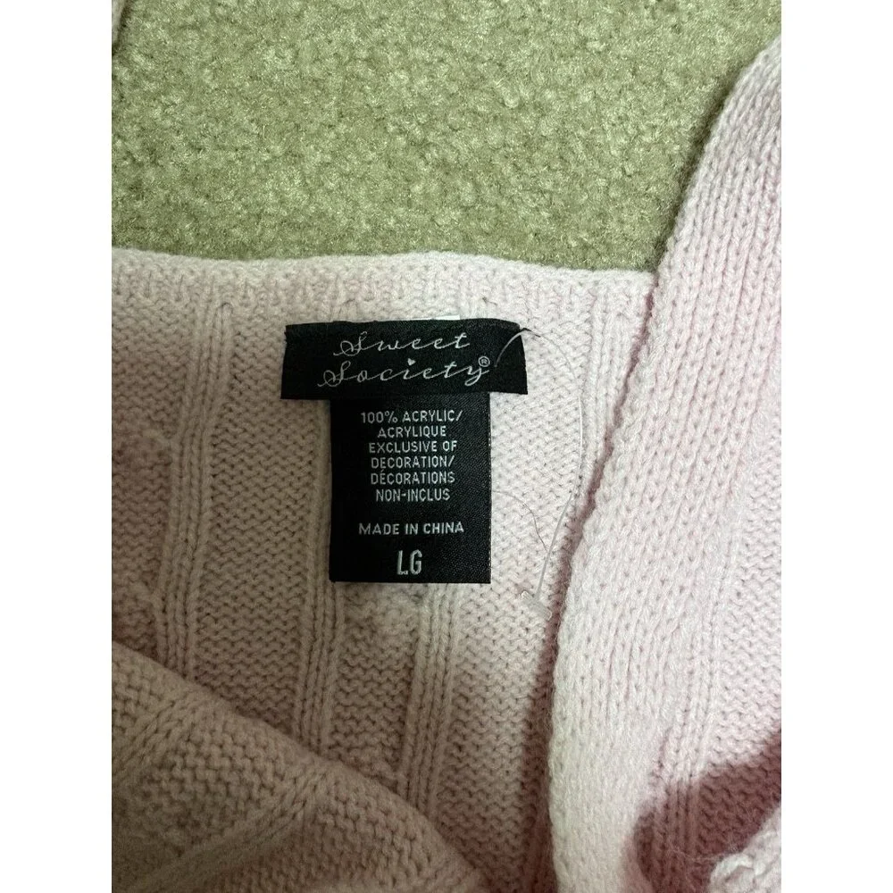 Sweet Society Hot Topic Pastel Pink Cable Knit Womens Cami Women’s Large - Picture 5 of 5
